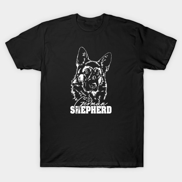 Proud K9 German Shepherd dog portrait T-Shirt by wilsigns